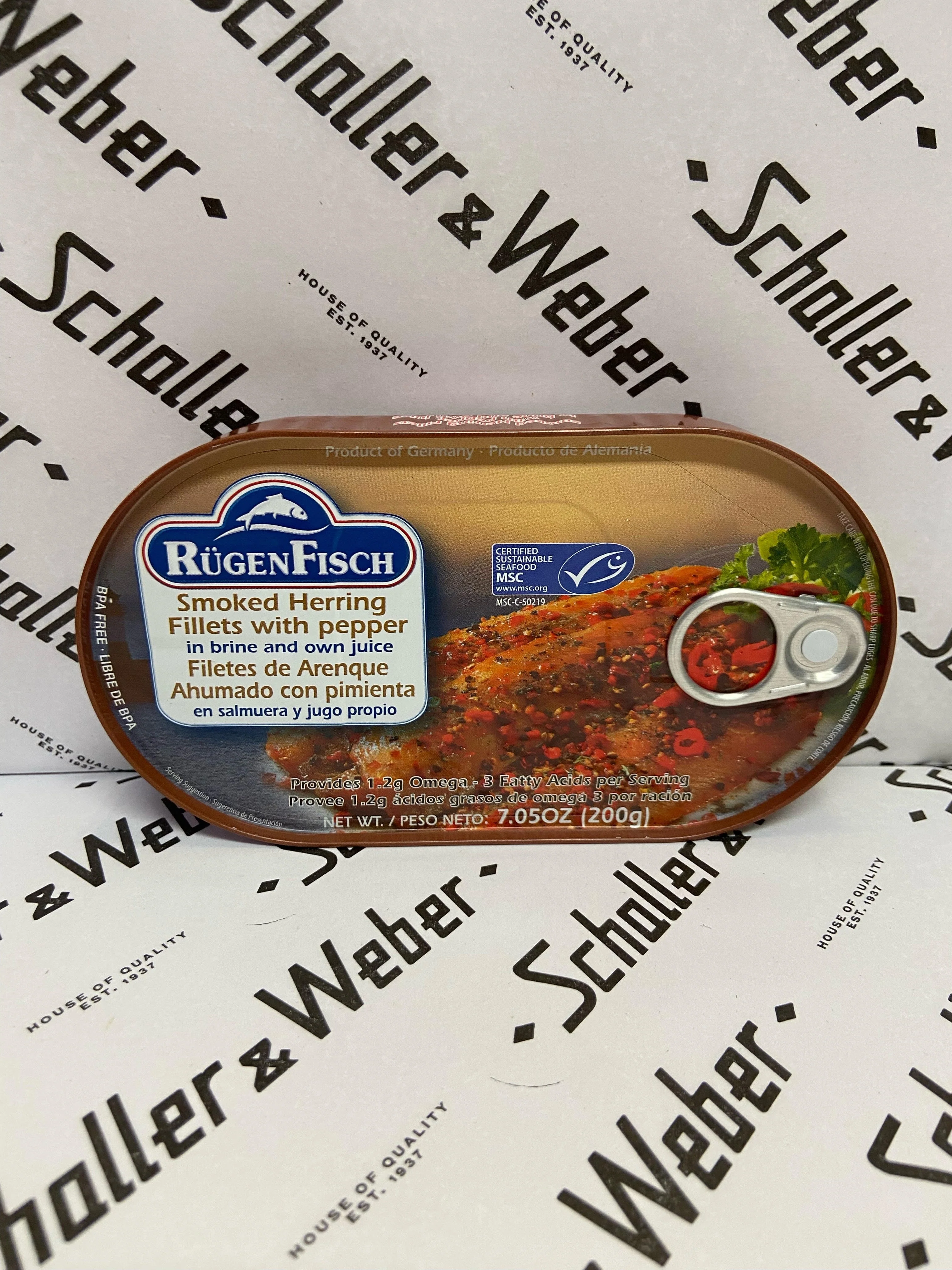 Rügenfisch Smoked Herring Filets with pepper in brine and own juice 6.7 oz